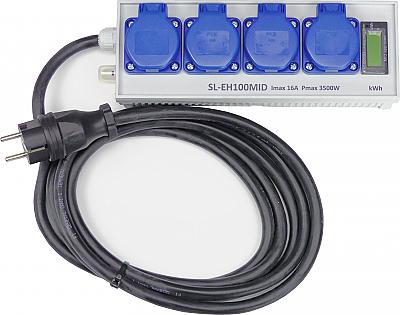 Contatore di energia e di ore come ciabatta a 4 poli SL-EH100MID (calibrato)